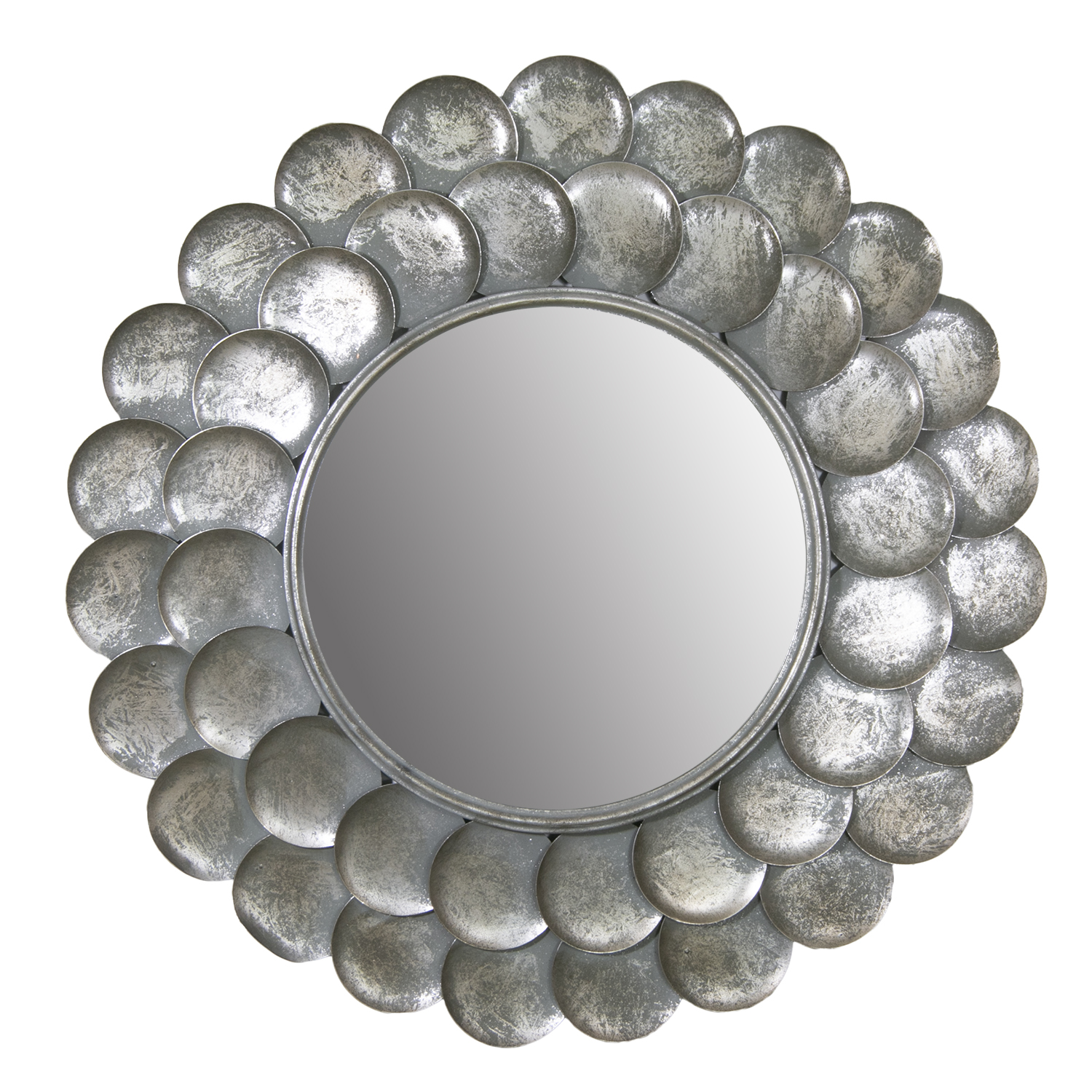 Fazované Zrkadlo s kolieskami, strieborný priemer 74 cm