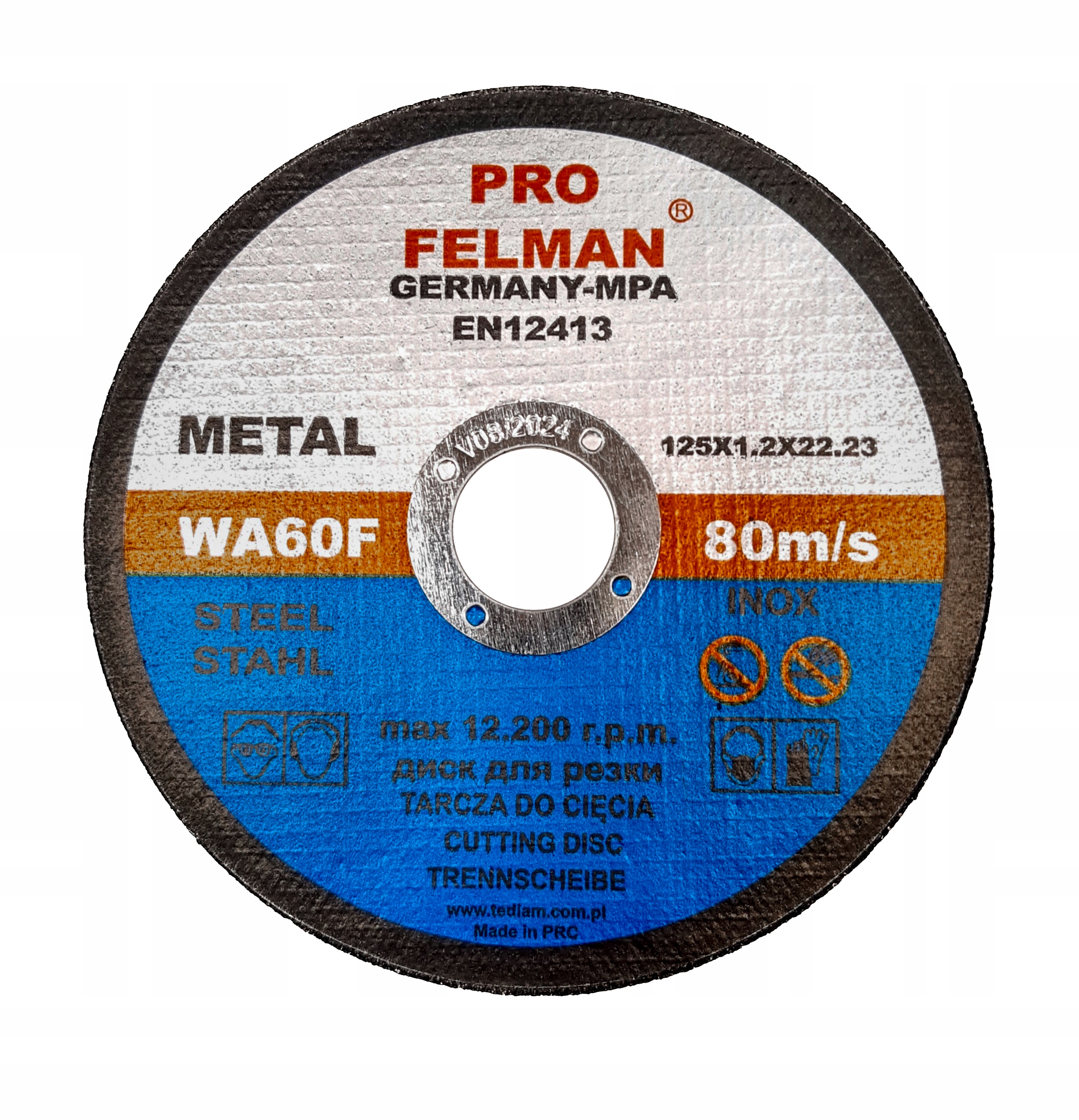 

Tarcza do cięcia 125x1.2 Pro Felman do metalu Inox