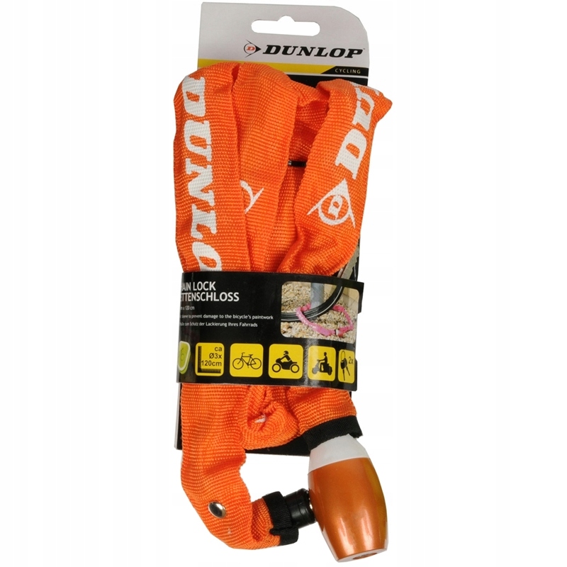Dunlop Zapięcie rowerowe na zamek łańcuch 120cm (Pomarańczowy)