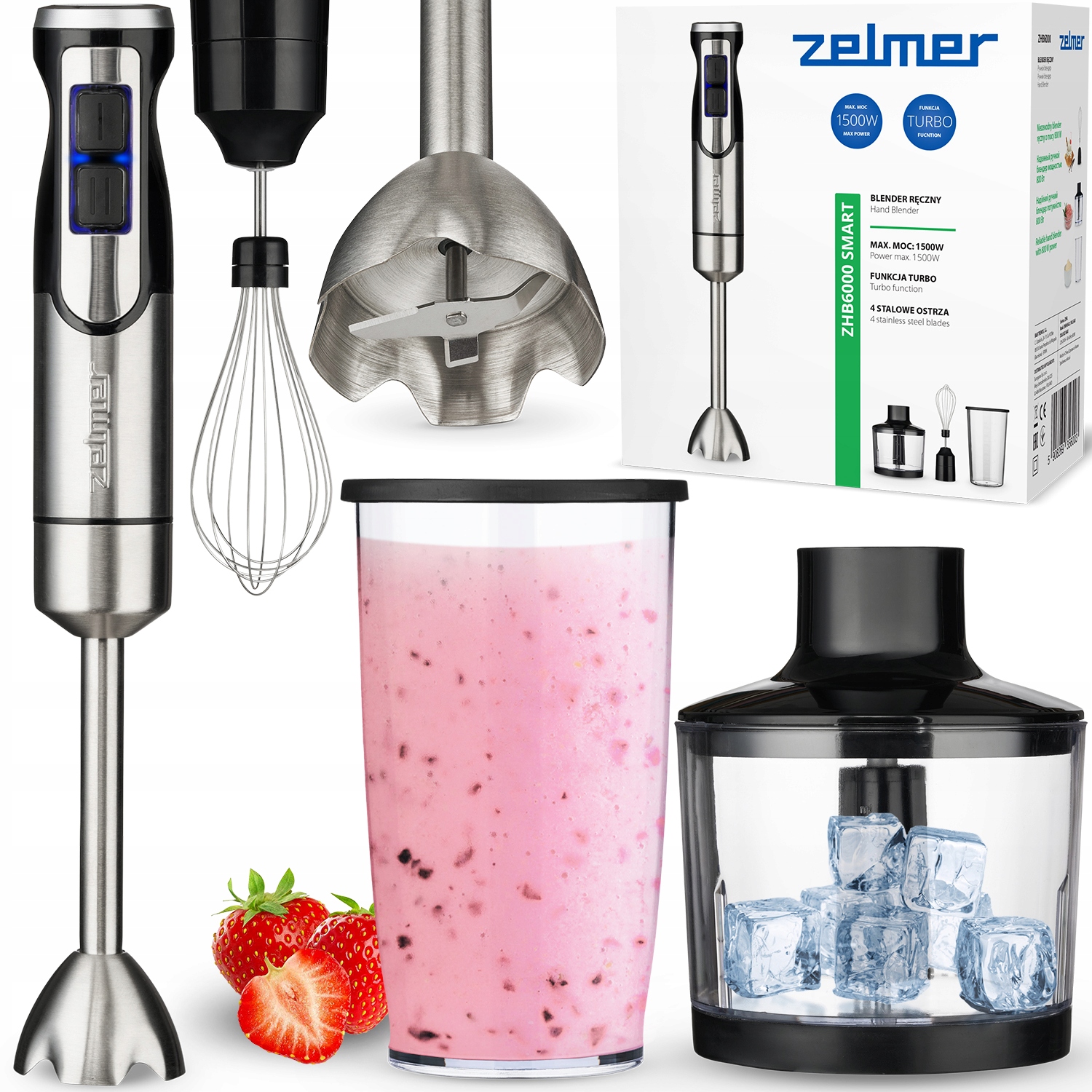 Blender Ręczny Zelmer Kuchenny Wielofunkcyjny Mikser Robot Turbo 1500W