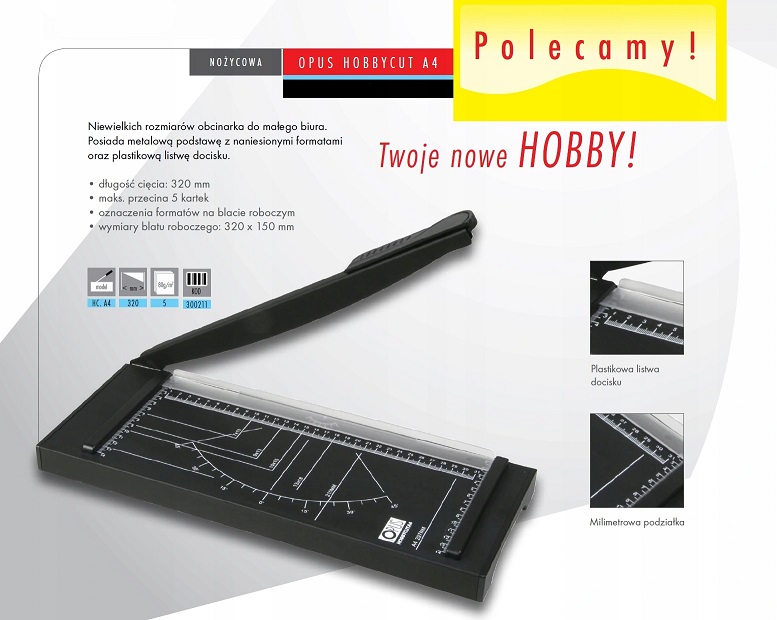 GILOTYNA OBCINARKA DO PAPIERU OPUS HobbyCut A4 EAN (GTIN) 5903868300211