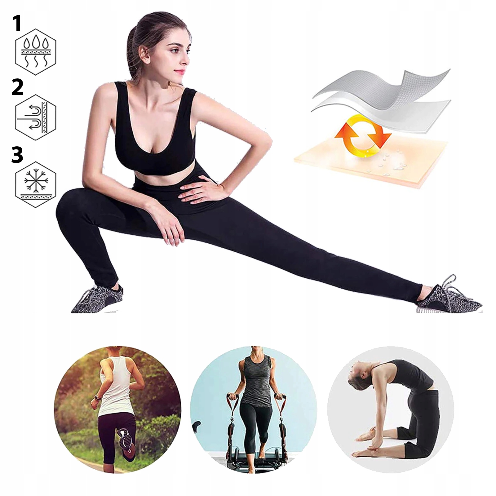 LEGGINSY DAMSKIE MODELUJĄCE SPODNIE ODCHUDZAJĄCE TERMICZNE CZARNE ROZM L/XL Materiał dominujący poliester