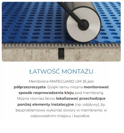 Mata zapobiegająca spękaniom MAPEGUARD UM35 USZCZELNIAJĄCO-ROZPRZĘGAJĄCA 1m Jednostka sprzedaży m2