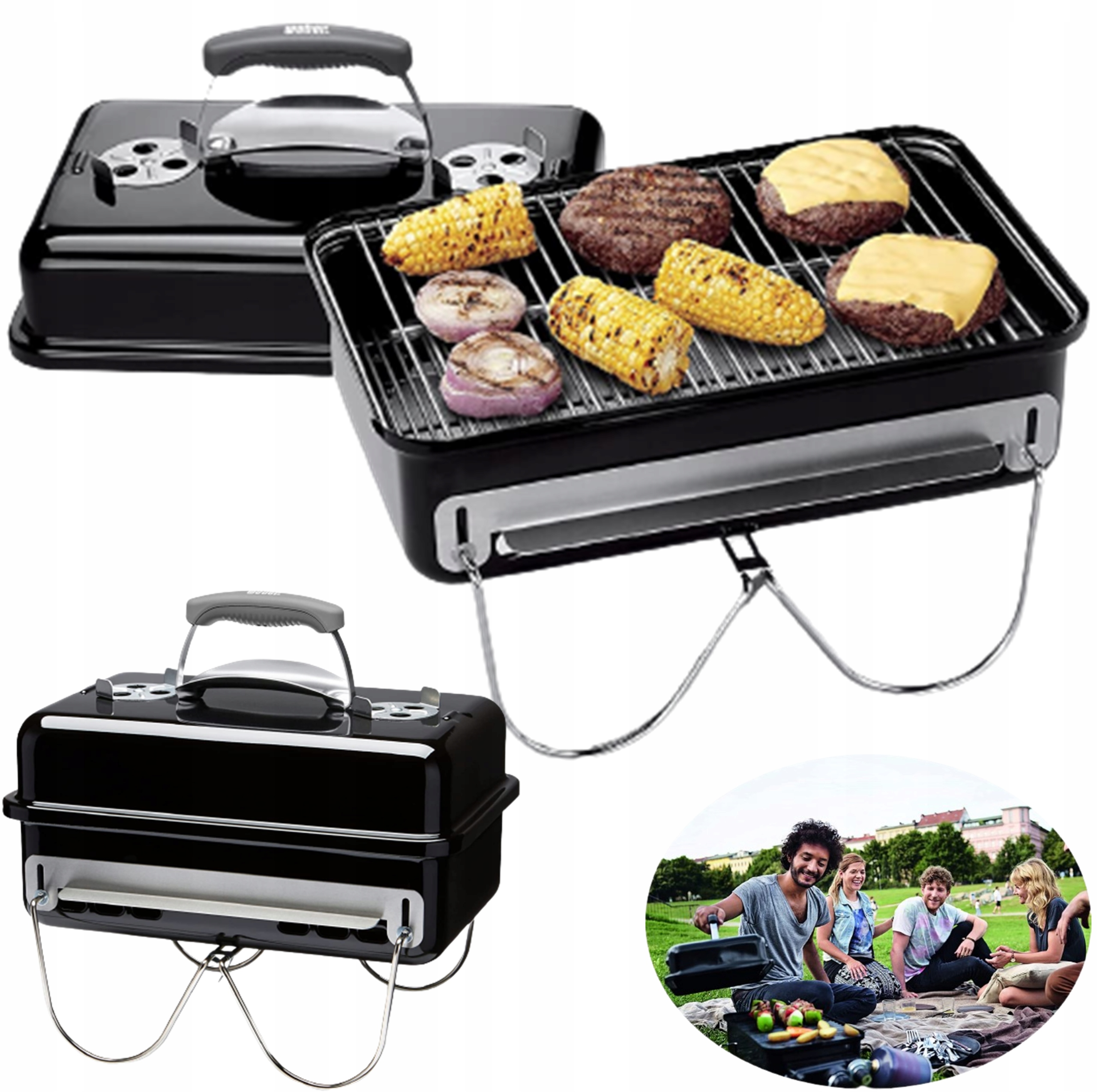 Weber Go-Anywhere grill węglowy powierzchnia grilla 42x26 cm czarny 1131004