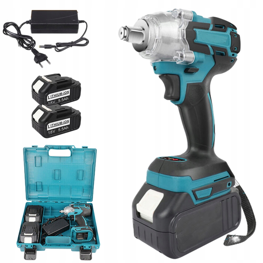 KLUCZ UDAROWY AKUMULATOROWY DO KÓŁ Z LED 2x AKU 1/2'' 650NM 18V