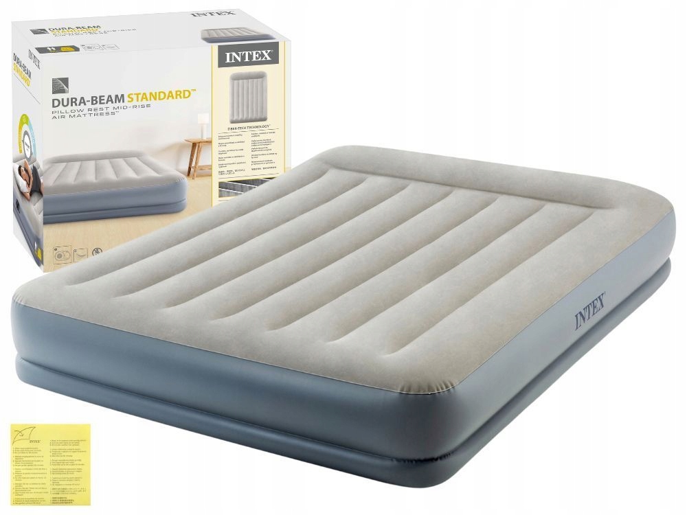 Materac Dmuchany Dwuosobowy 152x203x30 Intex 64118ND z Pompką Wbudowaną