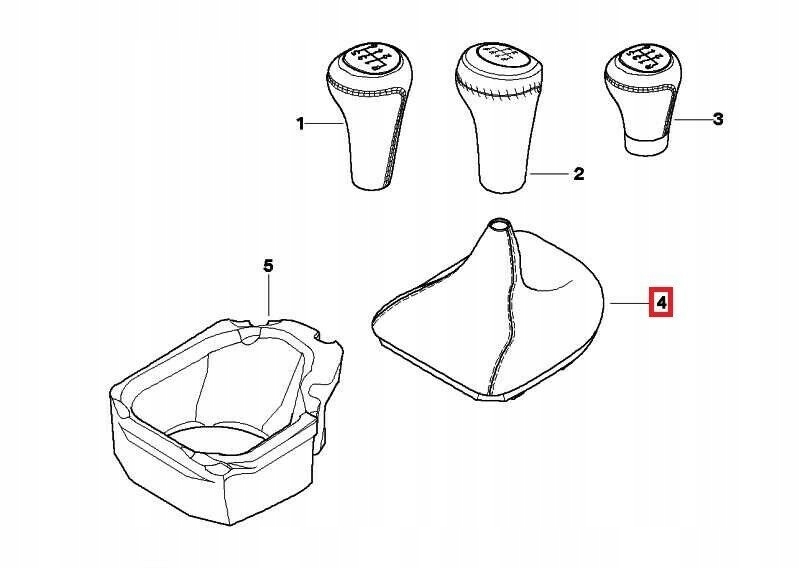 Mieszek dzwigni zmiany biegow skora BMW 5 E60 E61 Part number 25117565875