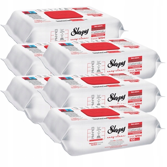 Levně Vlhčené ubrousky polyester Sleepy v balení 6X100 ks bílé