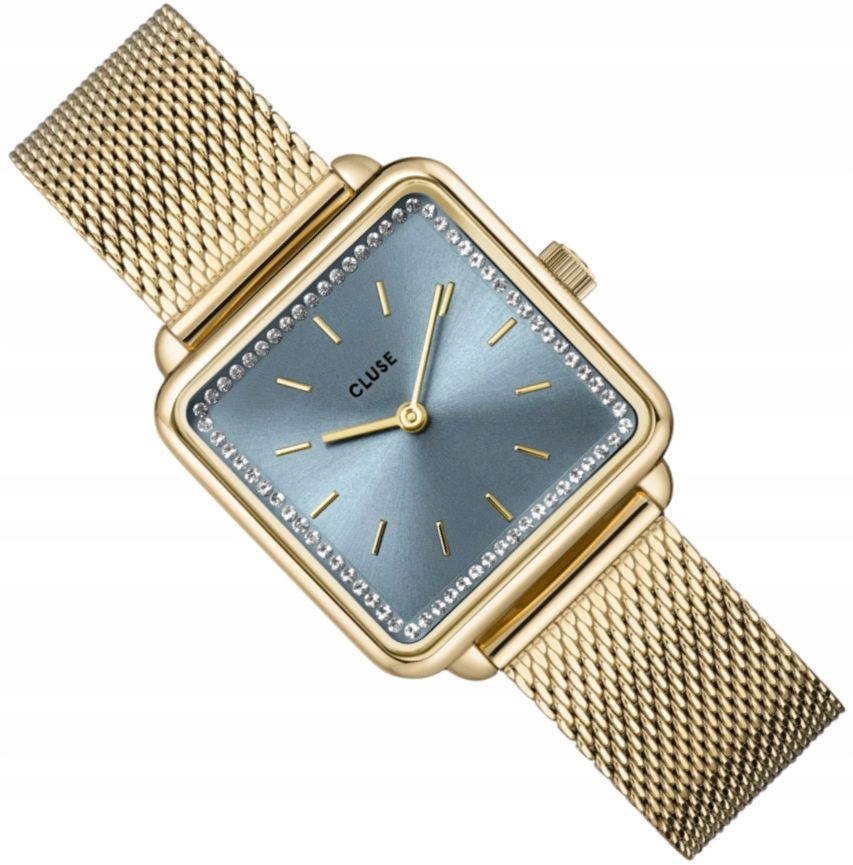 Elegantní A Módní Dámské Hodinky Cluse CW10310 Čtvercové S Modrým Ciferníkem