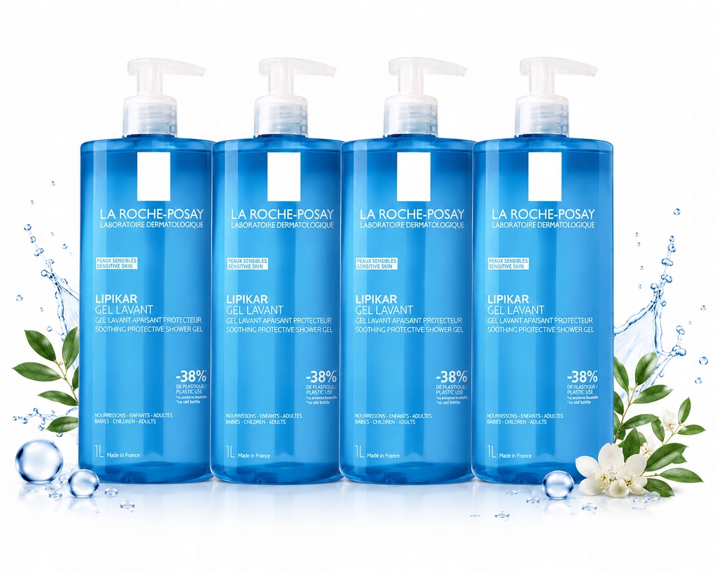La Roche-Posay Lipikar Zestaw Kojących Ochronnych Żeli Do Mycia 4 × 1 L