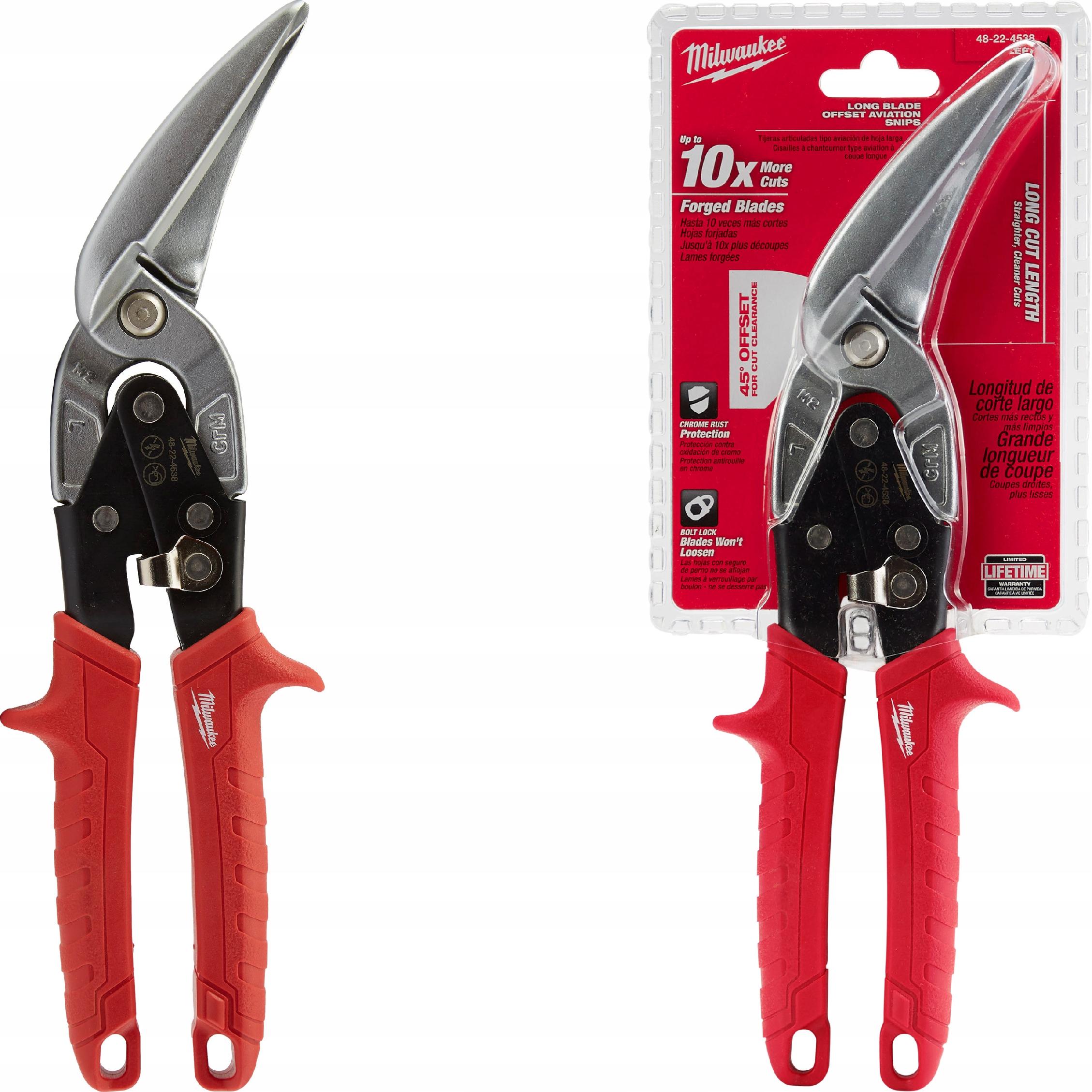 Nůžky na plech prohnuté dlouhé Levé Milwaukee