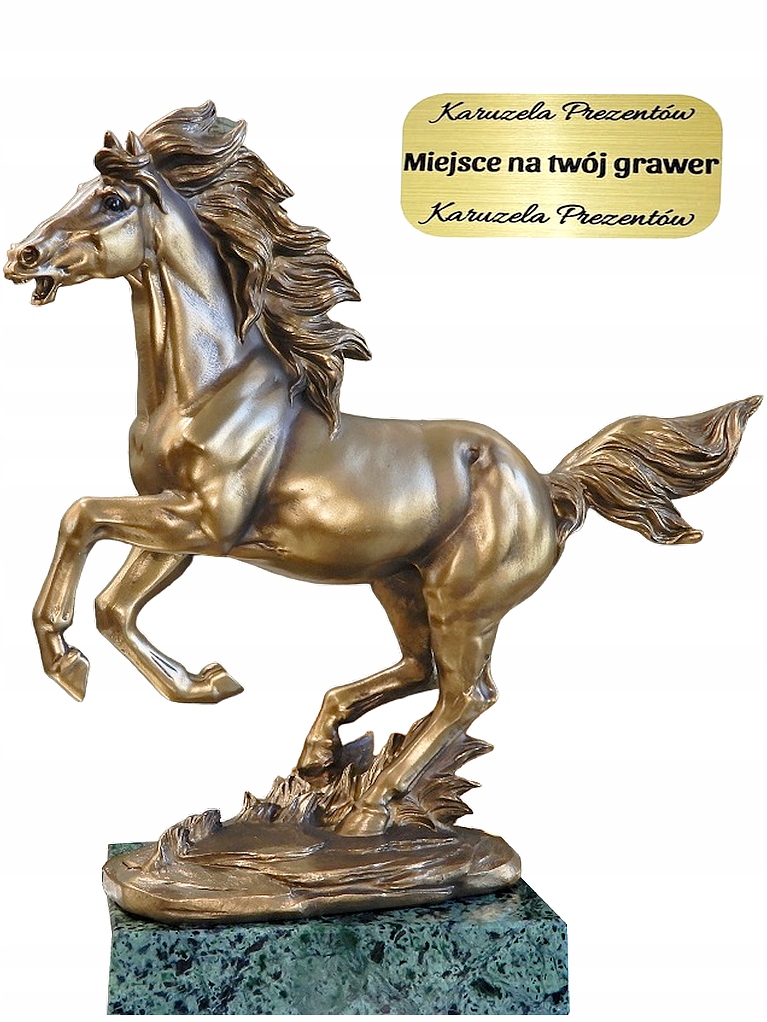 Kôň Žrebca V Galópe Figurka Na Mramorovom Podstavci Ocena Pohár Profesie