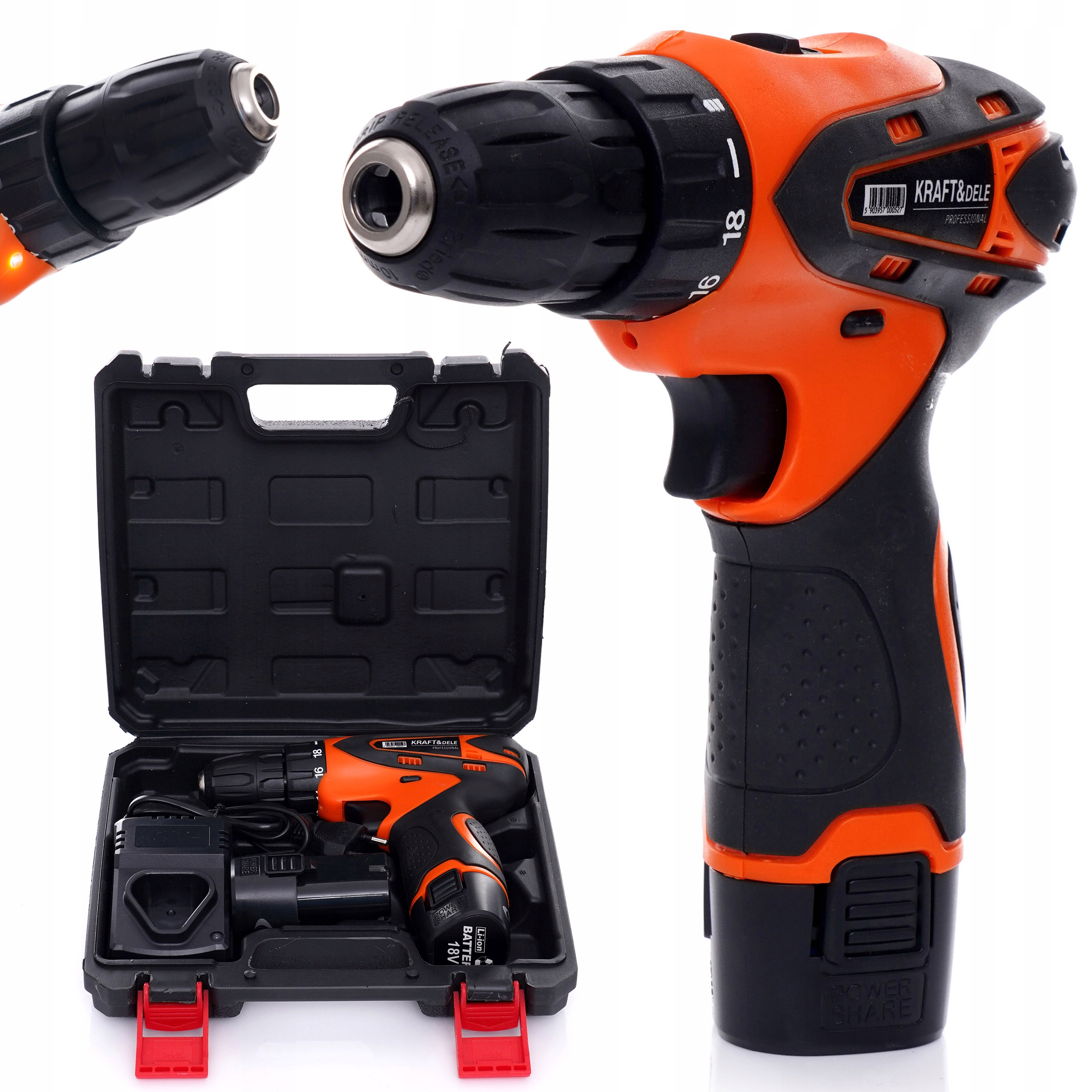 Wiertarka Wkrętarka Akumulatorowa 2 Biegowa 18V Li-Ion 2xBATERIA Led