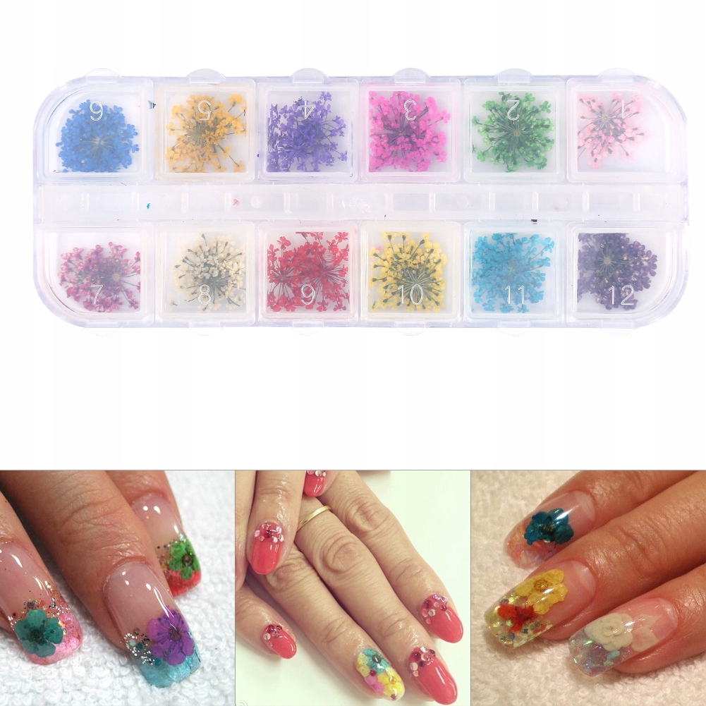 OZDOBY DO PAZNOKCI HYBRYDY SUSZONE KWIATY ROŚLIN Stan opakowania oryginalne