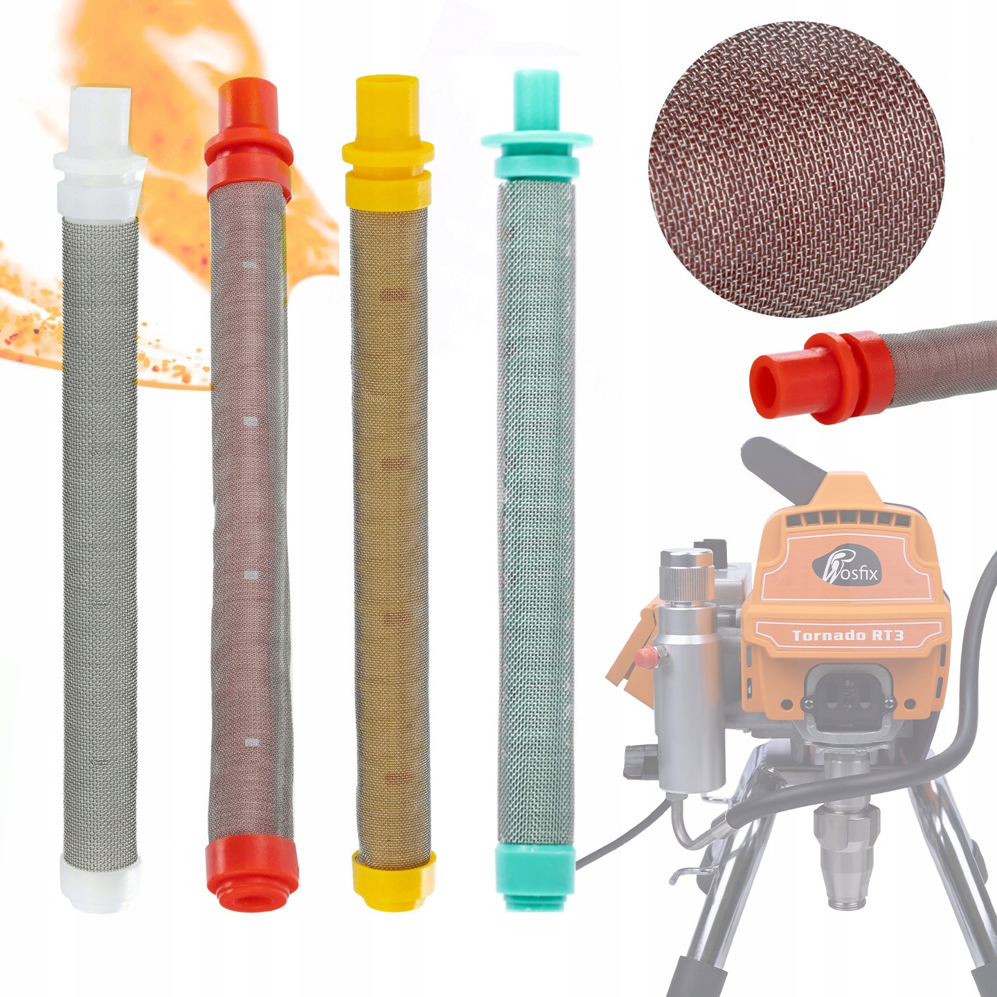 ZESTAW FILTR FILTRÓW PALUSZKOWY 30 60 100 200MESH AGREGAT PISTOLET MALARSKI