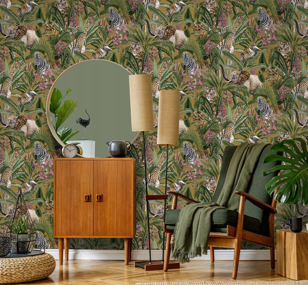 TAPETA WYSOKIEJ JAKOŚCI ROŚLINNO ZWIERZĘCA TYGRYSY Informacje dodatkowe Tapeta zmywalna