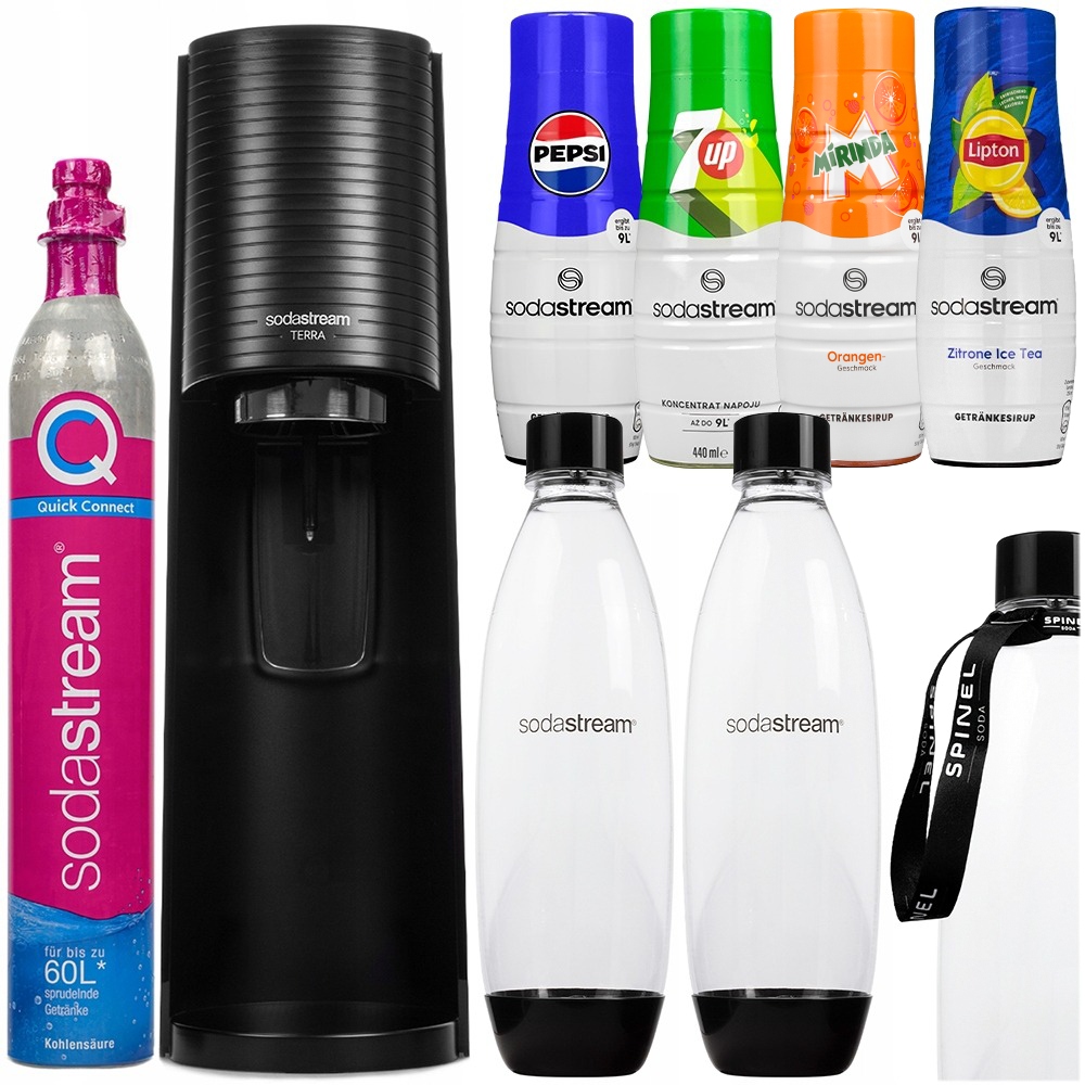 Sýtič Sodastream Terra 2 Fľaše 4x Sirupy Pepsi 7UP Lipton A Príslušenstvo