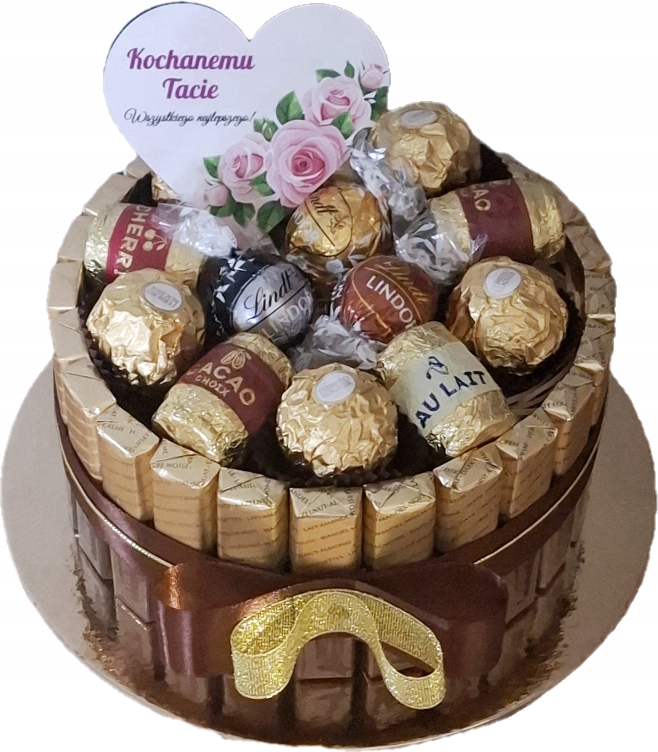 Tort Merci Ferrero Rocher Lindt Lindor dla Taty Faceta Chłopaka Urodziny 18