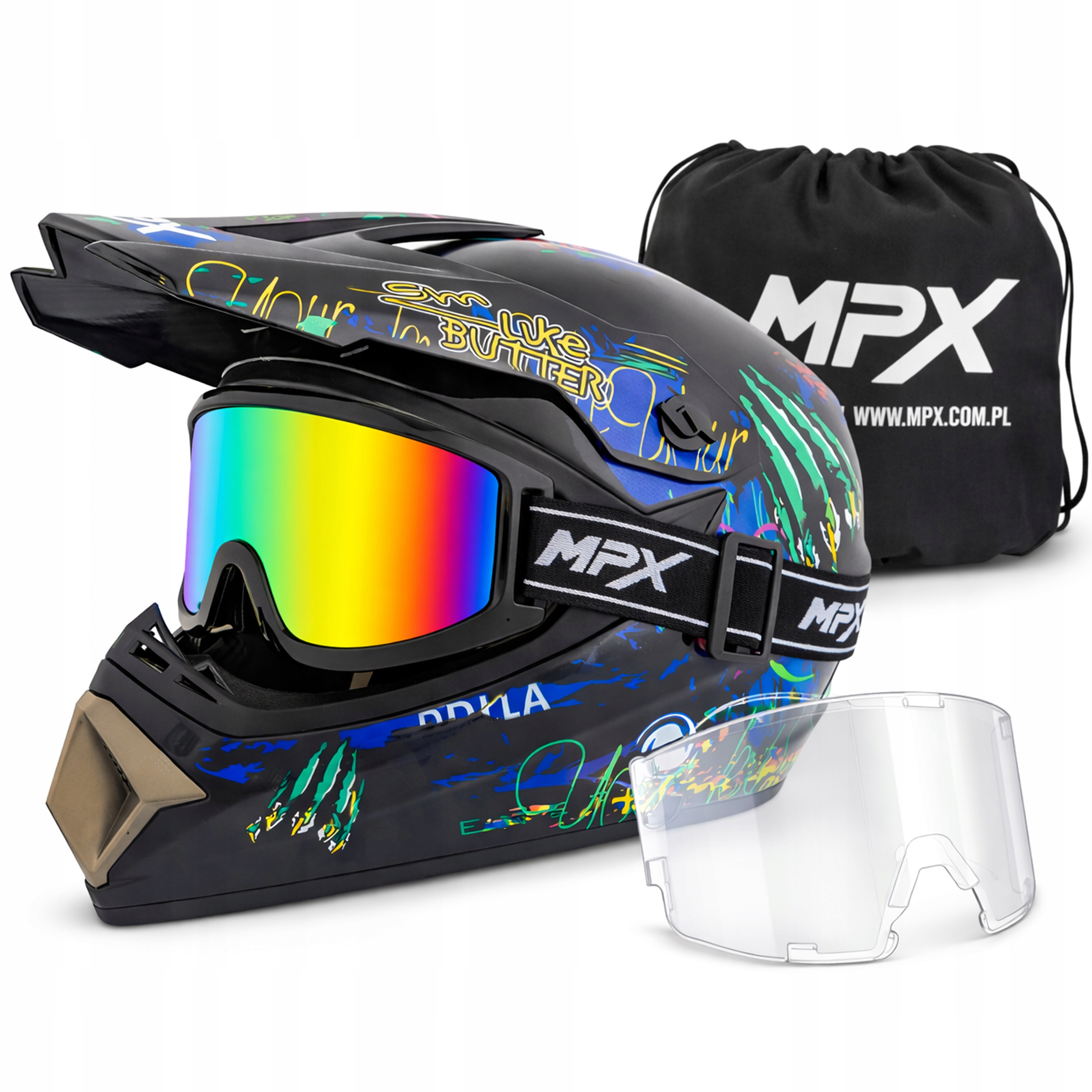 Kask Crossowy Gogle Quad Atv Enduro Hulajnoga Elektryczna Bmx S 55-56cm