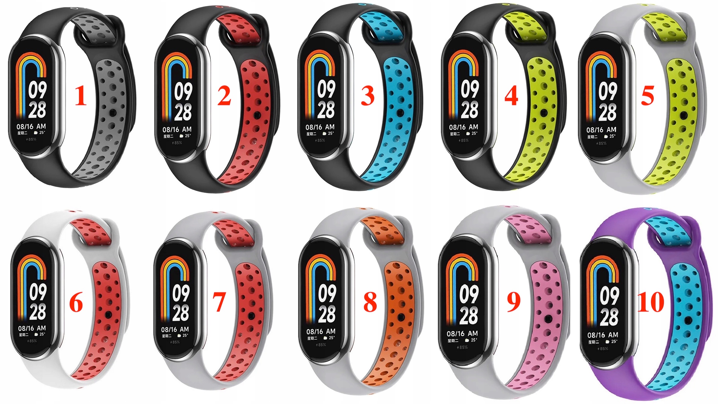 ZESTAW 4 OPASKI DO XIAOMI MI BAND 8 / MI BAND 9 KOLORY MIBAND PASEK OPASKA EAN (GTIN) 5905476832368
