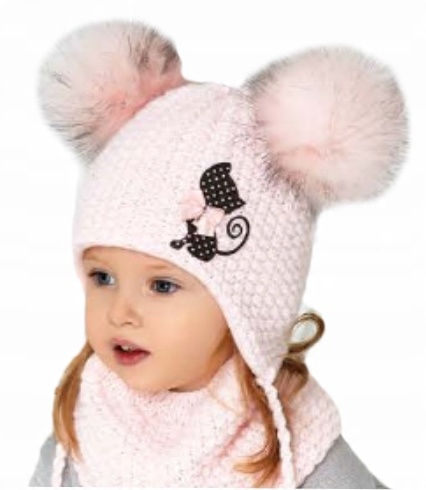 

Czapka Wiązana i Komin Komplet Zimowy 48-52cm 2-4L