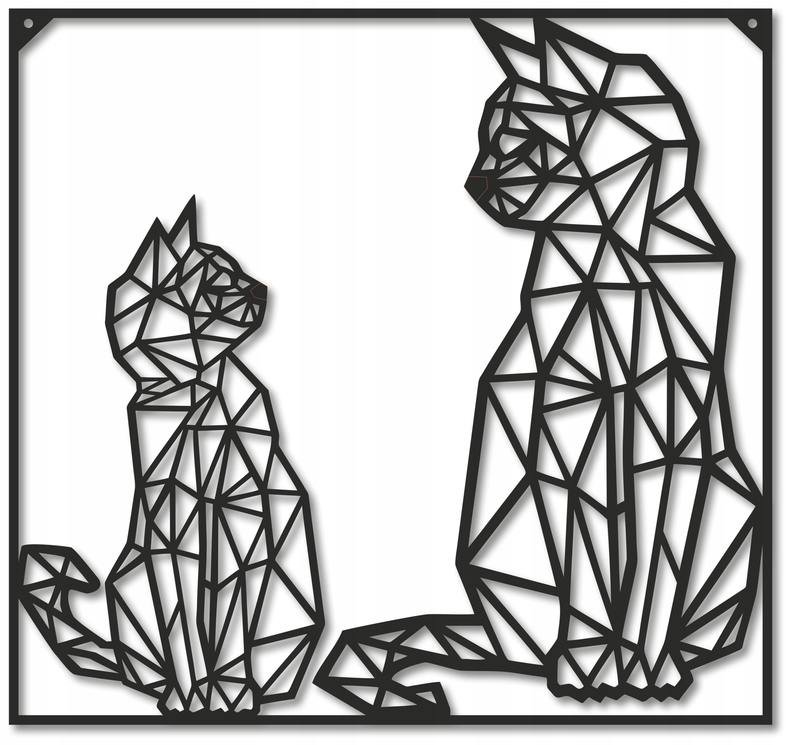 

Geometryczny panel; Koty czarne w ramce 40x34cm