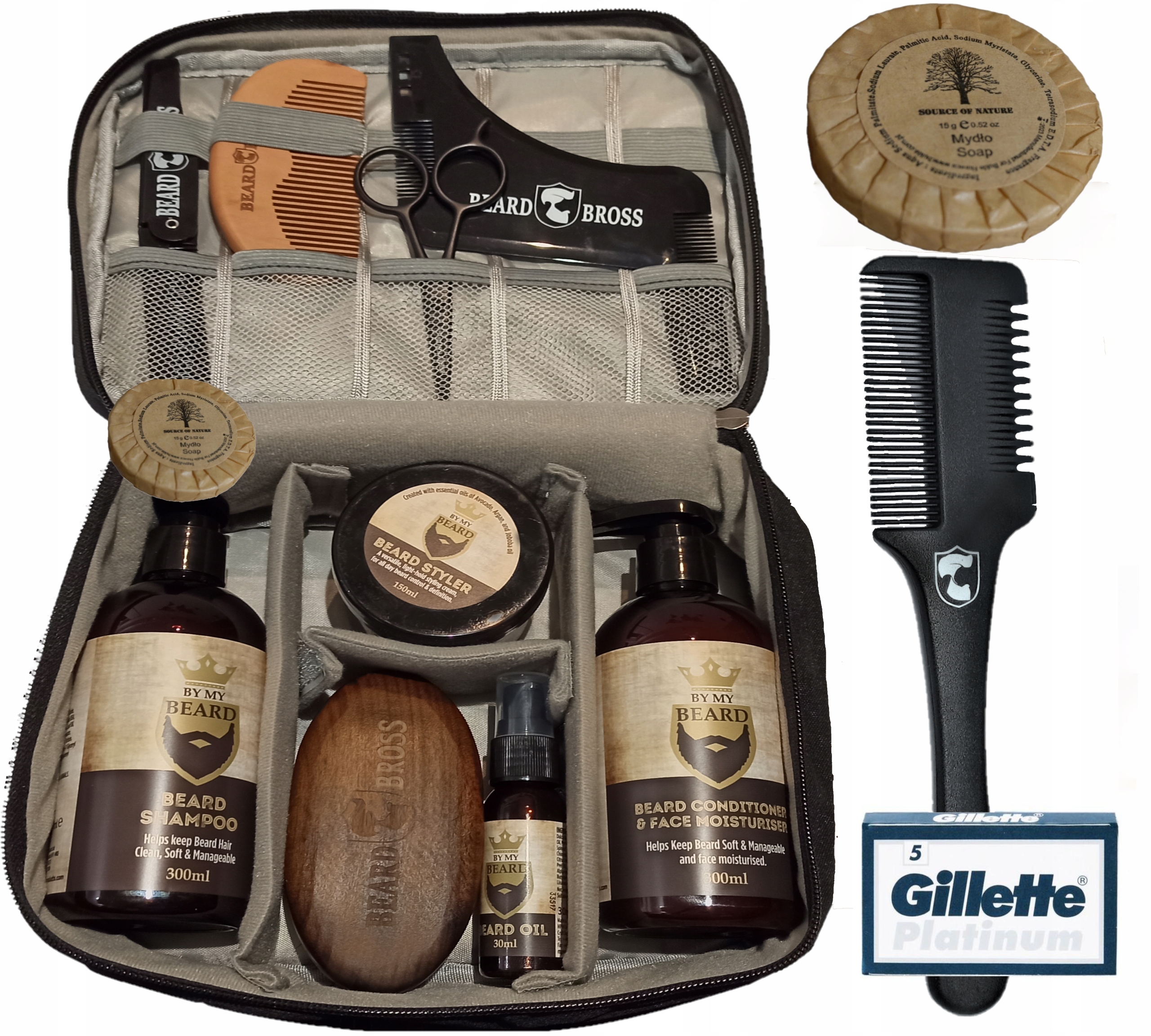 Zestaw Beard Bross Szczotka Grzebień wzornik brody