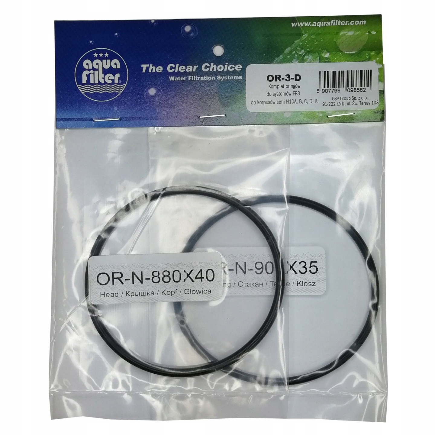 OR-3-D Aquafilter komplet uszczelek oring FP3