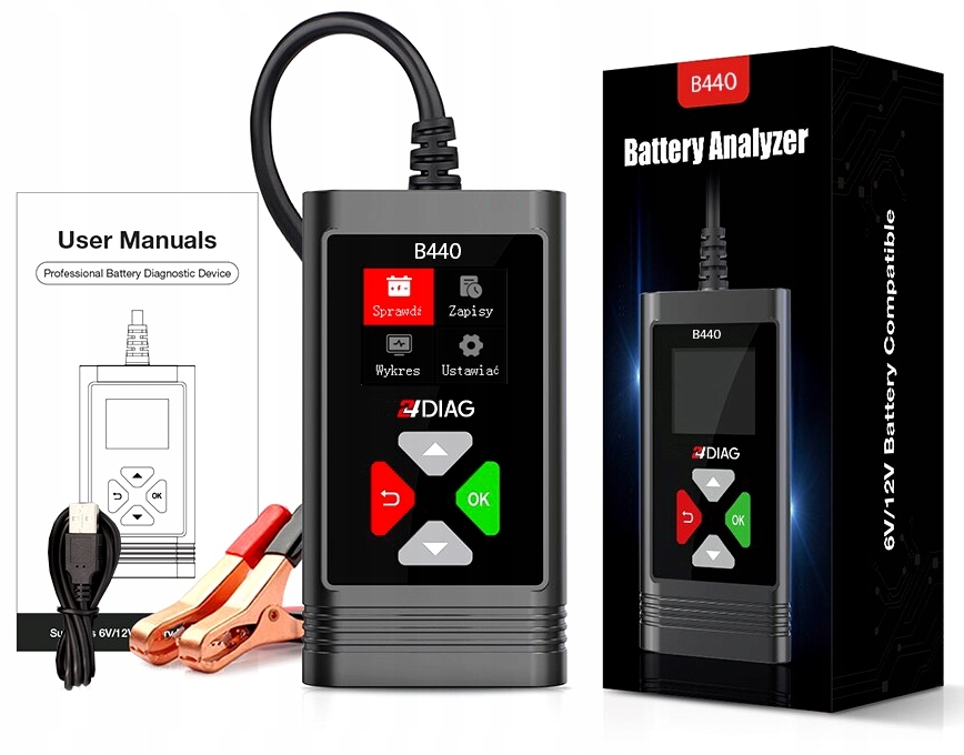 TESTER DO AKUMULATOROW BATERII 6V 12V 2 220AH j PL Mark 24Diag