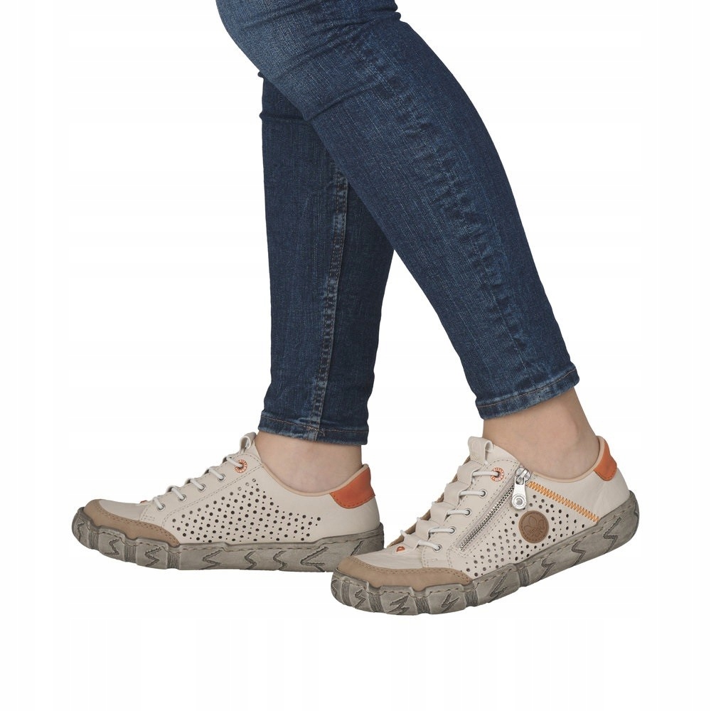 Dámské boty Rieker L0355-61 Béžová Oranžová Pohodlné kožené polobotky r40