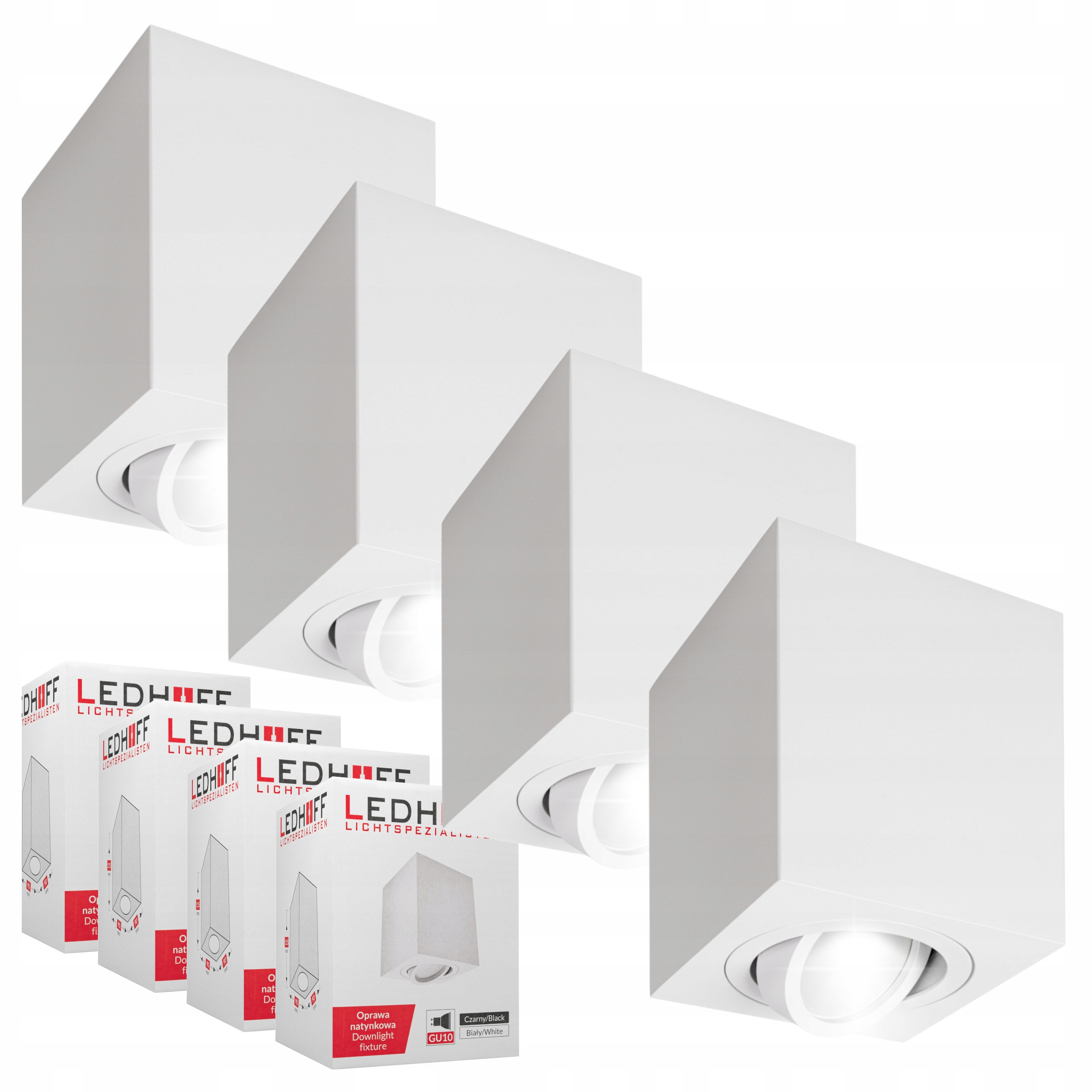 Stropní nástěnné Led svítidlo GU10 Bílá Spot halogenová Velká pohyblivá x4