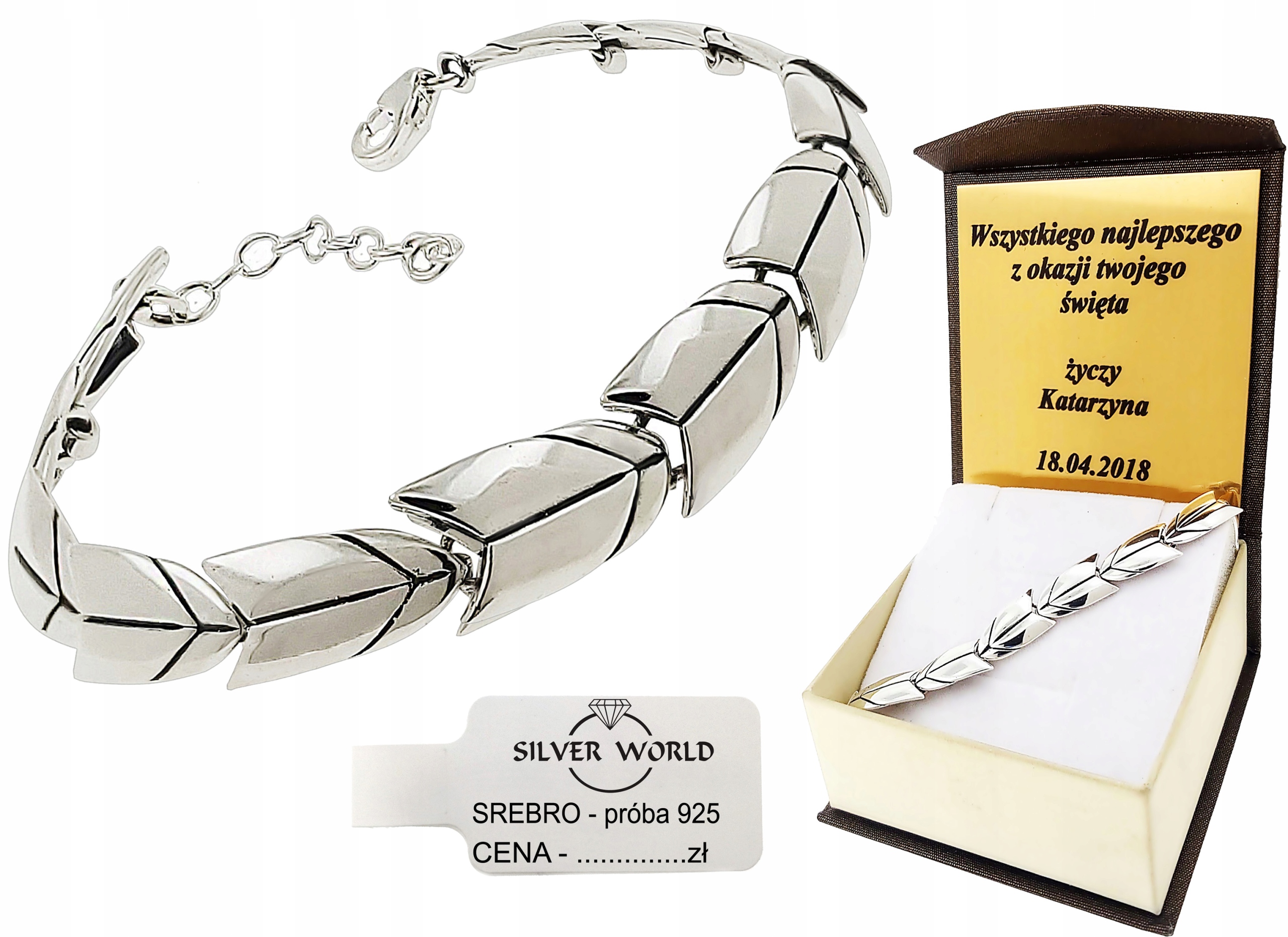 

Bransoletka Srebrna 925 Wolf Grawer