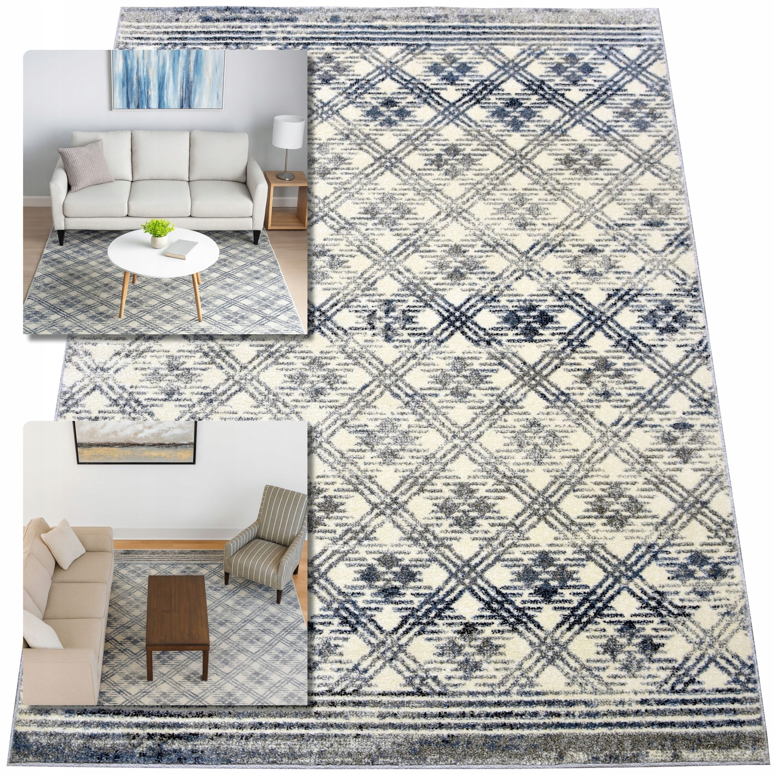 Koberec 120x170 Adventure Modrý Koberce Do Obýváku Loft Moderní Koberec