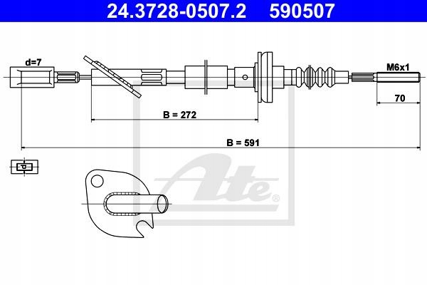 Cięgło, sterowanie sprzęgłem ATE 24.3728-0507.2 Stan opakowania oryginalne