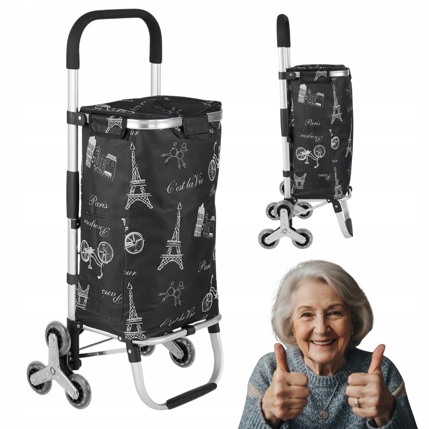 Taška Milan Eiffelova Věž Na Nákupy Vozík Na Kolečkách 3 Kolečka Na Schody 40L