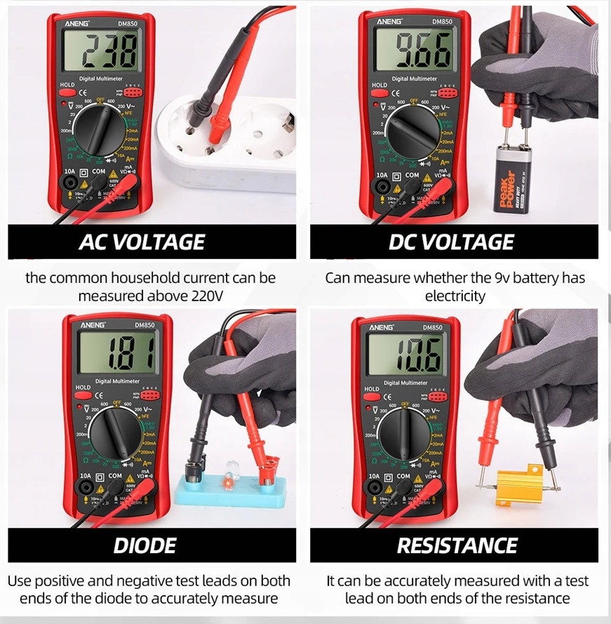 Mocny Miernik Multimetr ANENG DM850 z funkcja HOLD Rodzaj cyfrowy