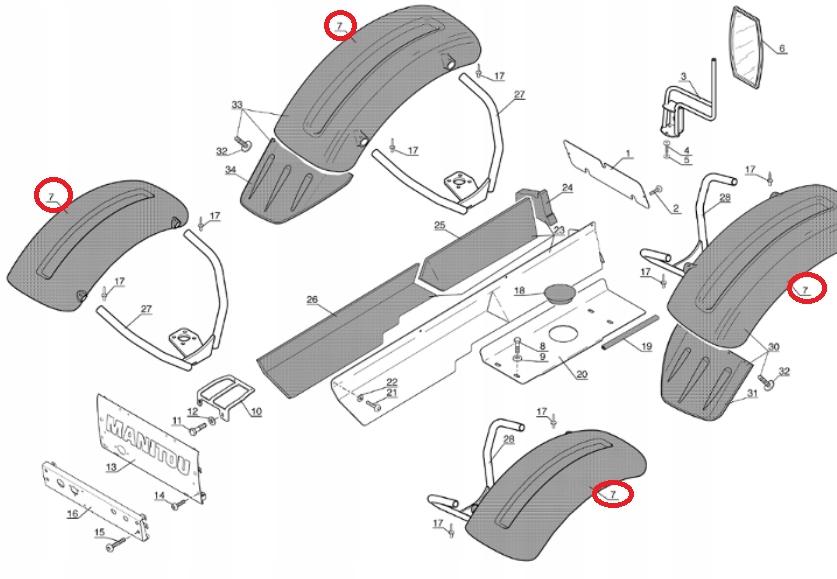 BŁOTNIK MANITOU MT MLT 52502800 KPL 4 SZTUKI ORG Marka maszyny Inna