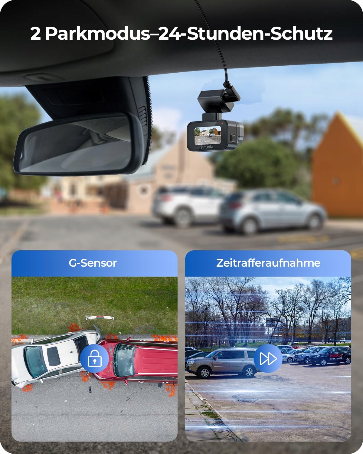 KRUNIA 2K WiFi Kamera Samochodowa GPS WDR Nocny Tryb 170° Kąt Widzenia — miniatura 7