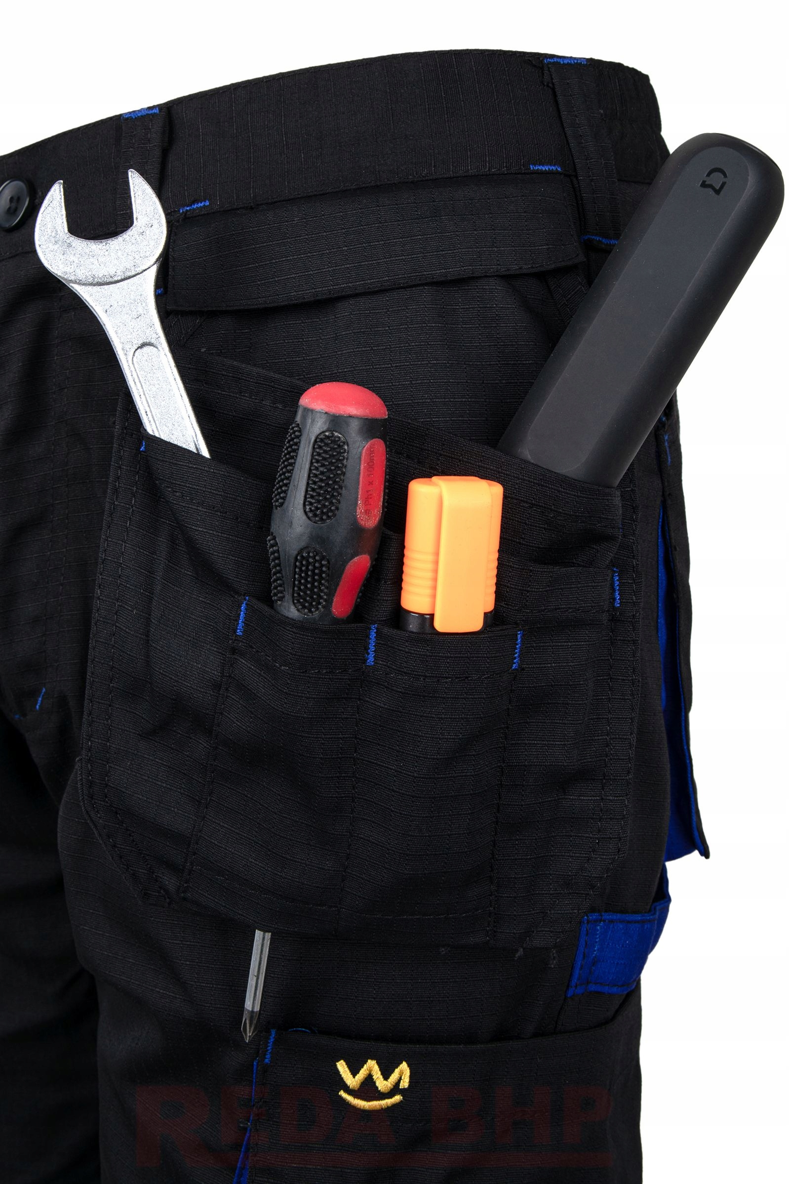 KRÓTKIE SPODENKI ROBOCZE BOJÓWKI SZORTY MONTERSKIE 54 Kolor dominujący czarny