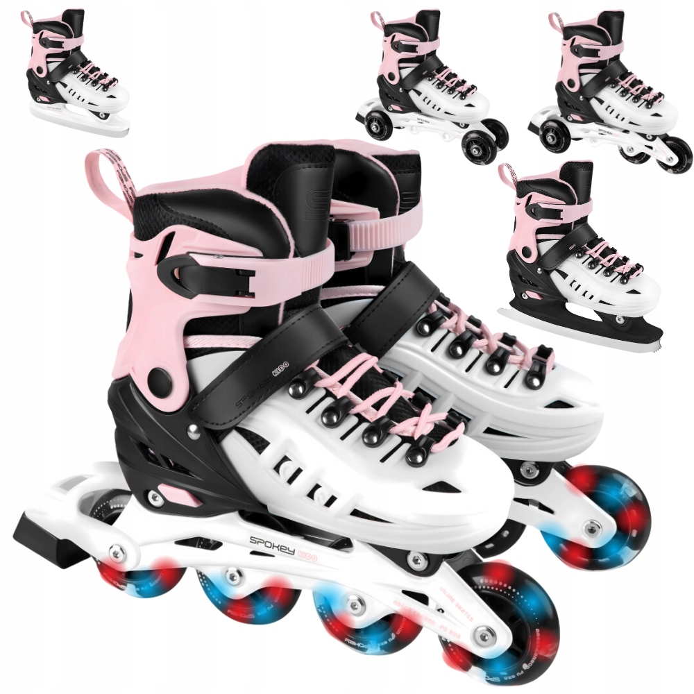 Spokey 5v1 Brusle 2v1 Kolečkové brusle Krasobruslařské Brusle Nastavitelné dětské Led kolečka