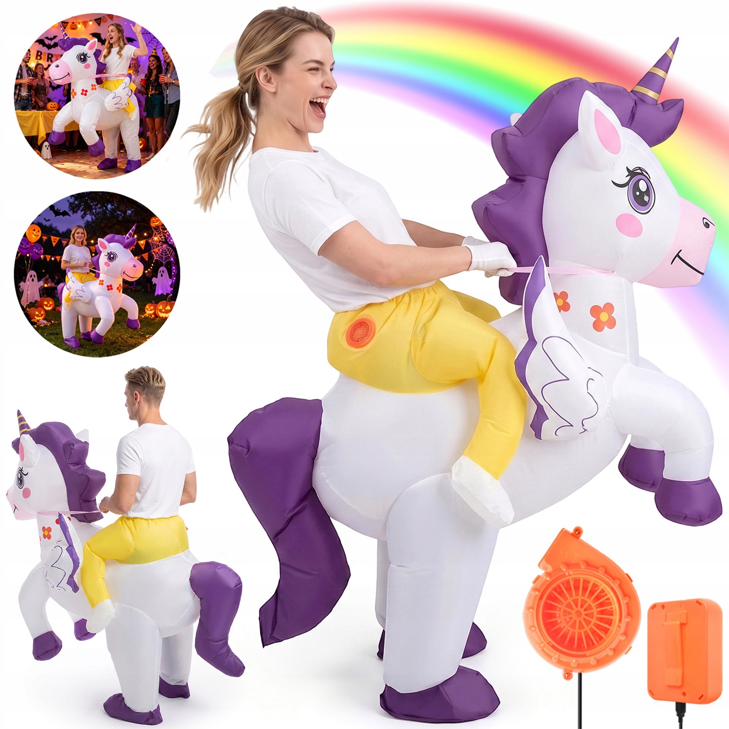 Nafukovací Převlek Kostým Jednorožec Kostým Unicorn Karneval 160-190 CM