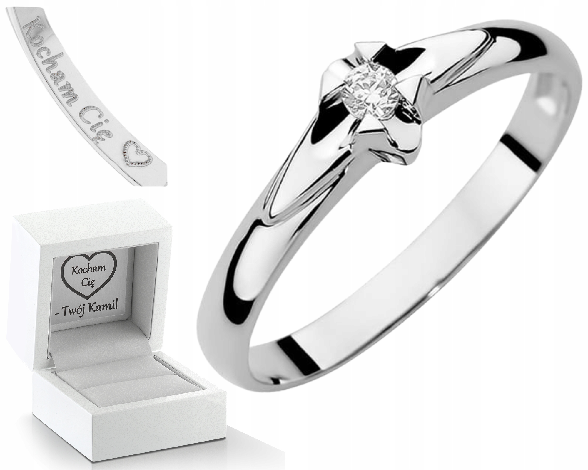 Prstýnek S Gravírování Bonus Diamantů 585