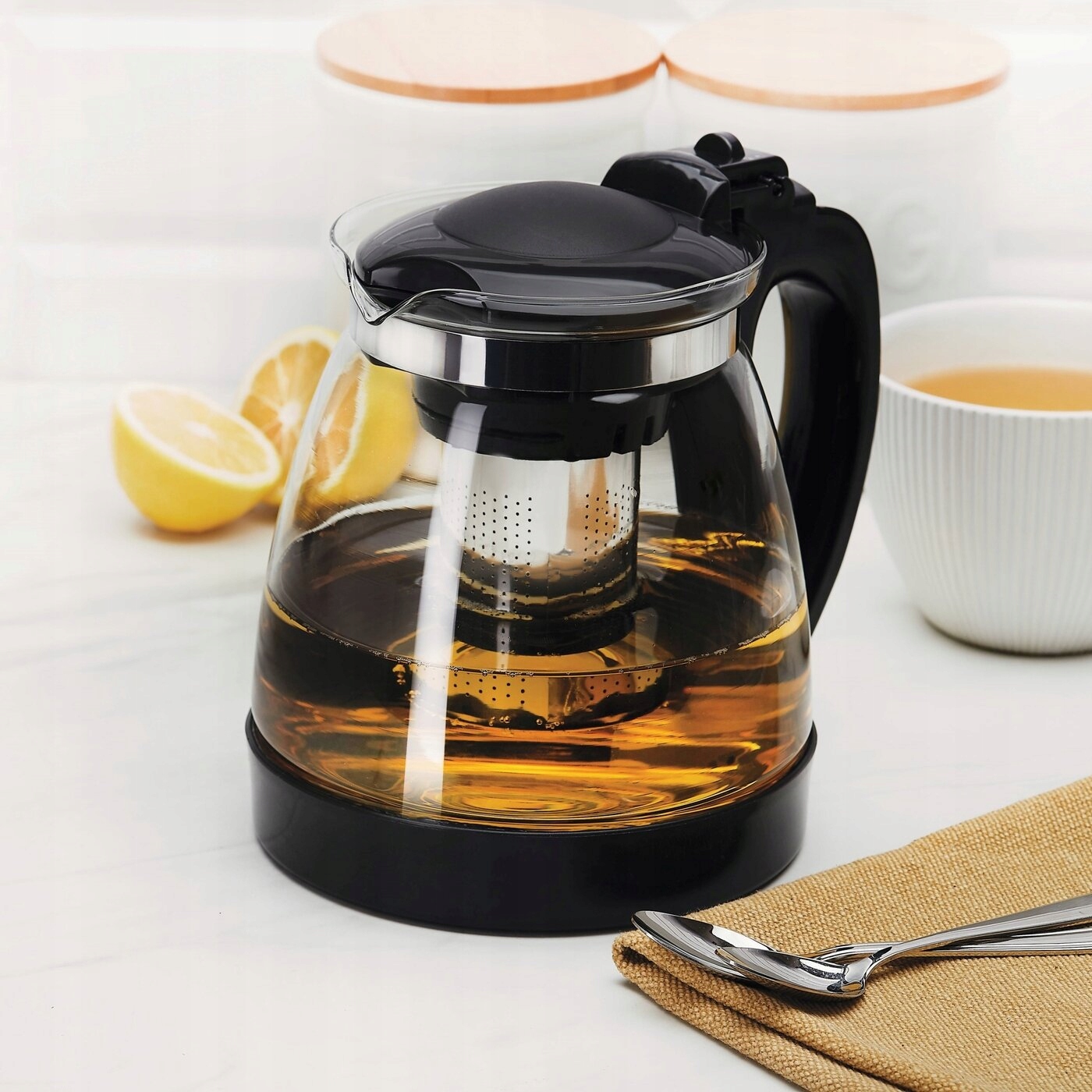 DZBANEK do herbaty LEMONIADY szklany dzbanek Z ZAPARZACZEM do ziół 1,8L Stan opakowania oryginalne