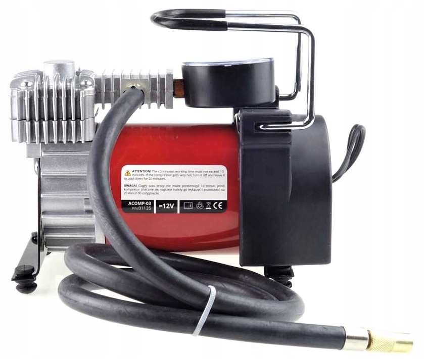 

Wydajny Kompresor Samochodowy Z Manometrem 12V