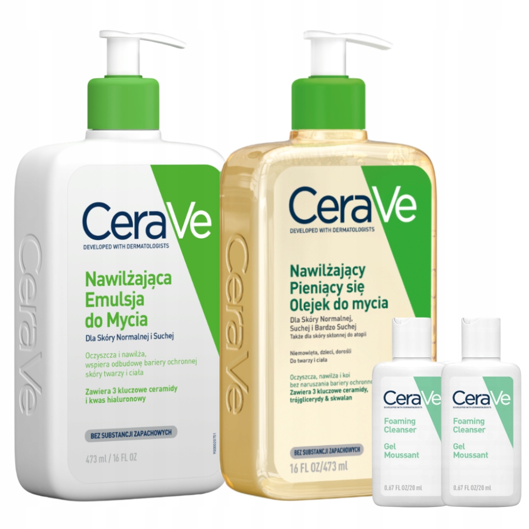 CeraVe Emulsja Nawilżająca do Mycia 473ml, Olejek do Ciała 473ml
