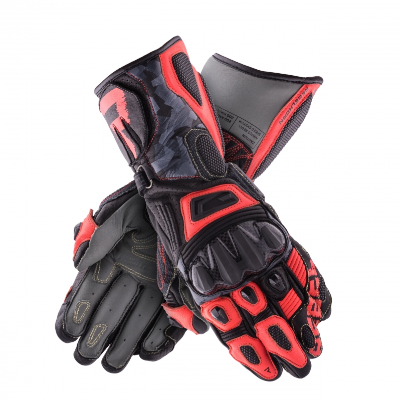 Dlhé Kožené Športové Rukavice Rebelhorn Rebel Black/camo/flo Red XXL