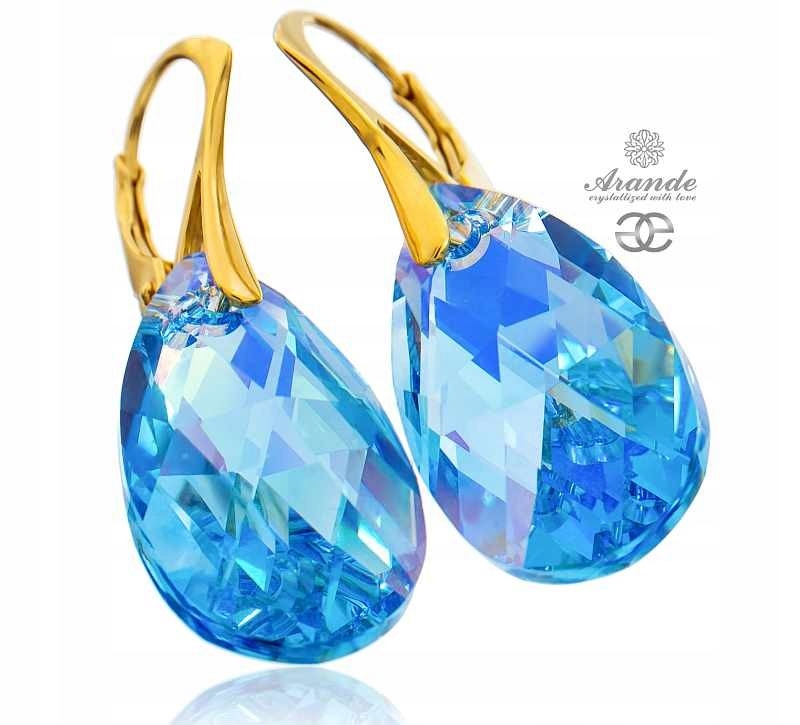 Krystaly náušnice Aquamarine Zlaté Stříbro