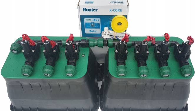 Zestaw nawadniania ogrodu Hunter 7 sekcji Sterownik XC Czujnik deszczu