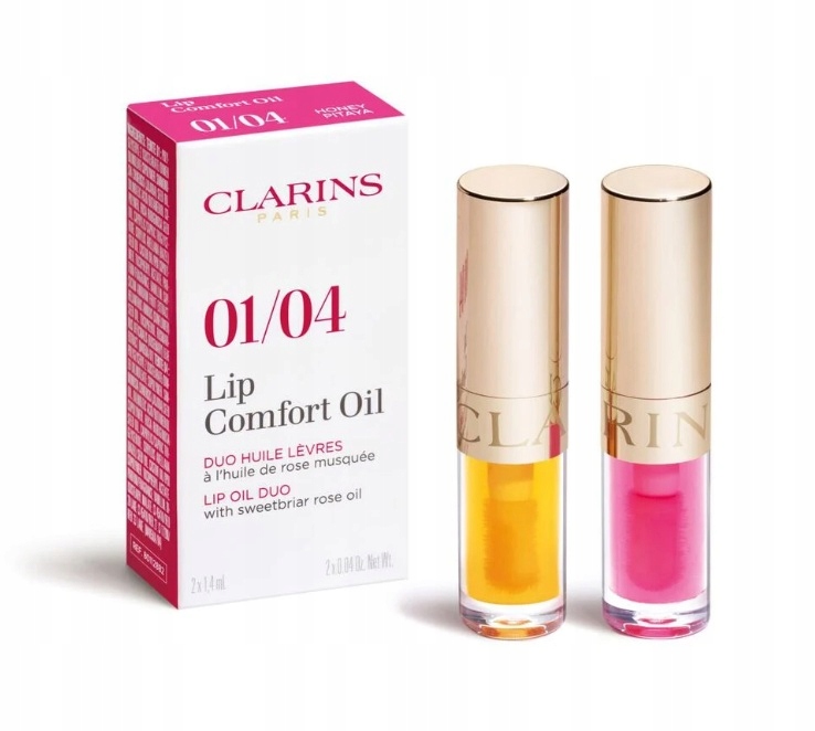Clarins Lip Comfort Oil błyszczyk do ust 01 Honey 04 Pitaya zestaw 2x1,4 ml