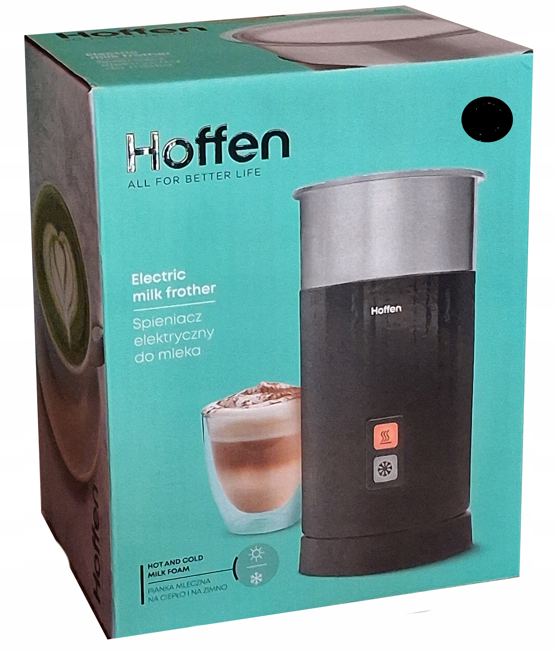 Spieniacz do mleka Hoffen Czarny pianka na Ciepło i Zimno